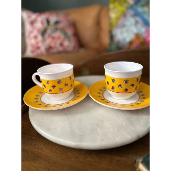 ARCOPAL CELESTA Jeu Dombre Tea Cups With Saucer Cl 22 The Tea Cups Set Of 2 - Picture 1 of 4